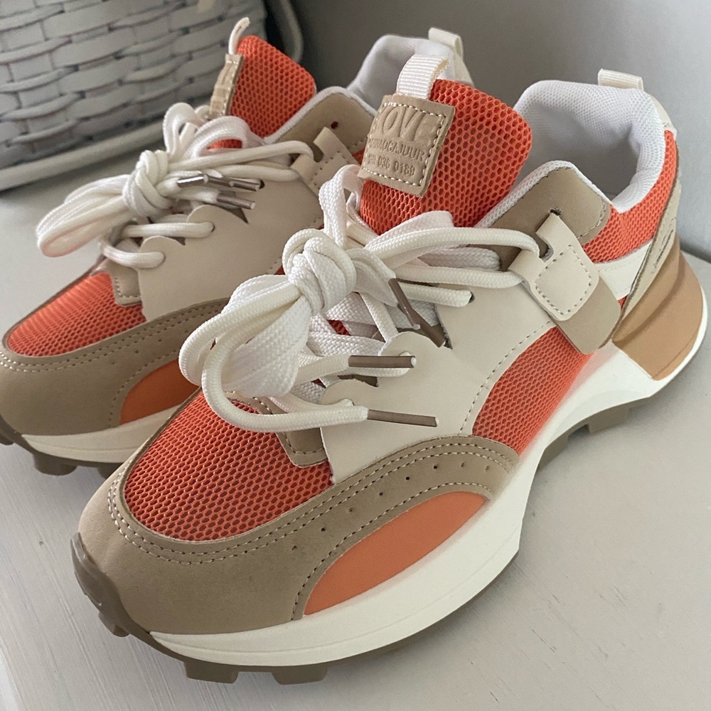 Women's Orange and Cream Sneakers